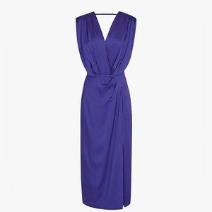 Reiss Elaini Satin Navy Blue Dress (size 4)